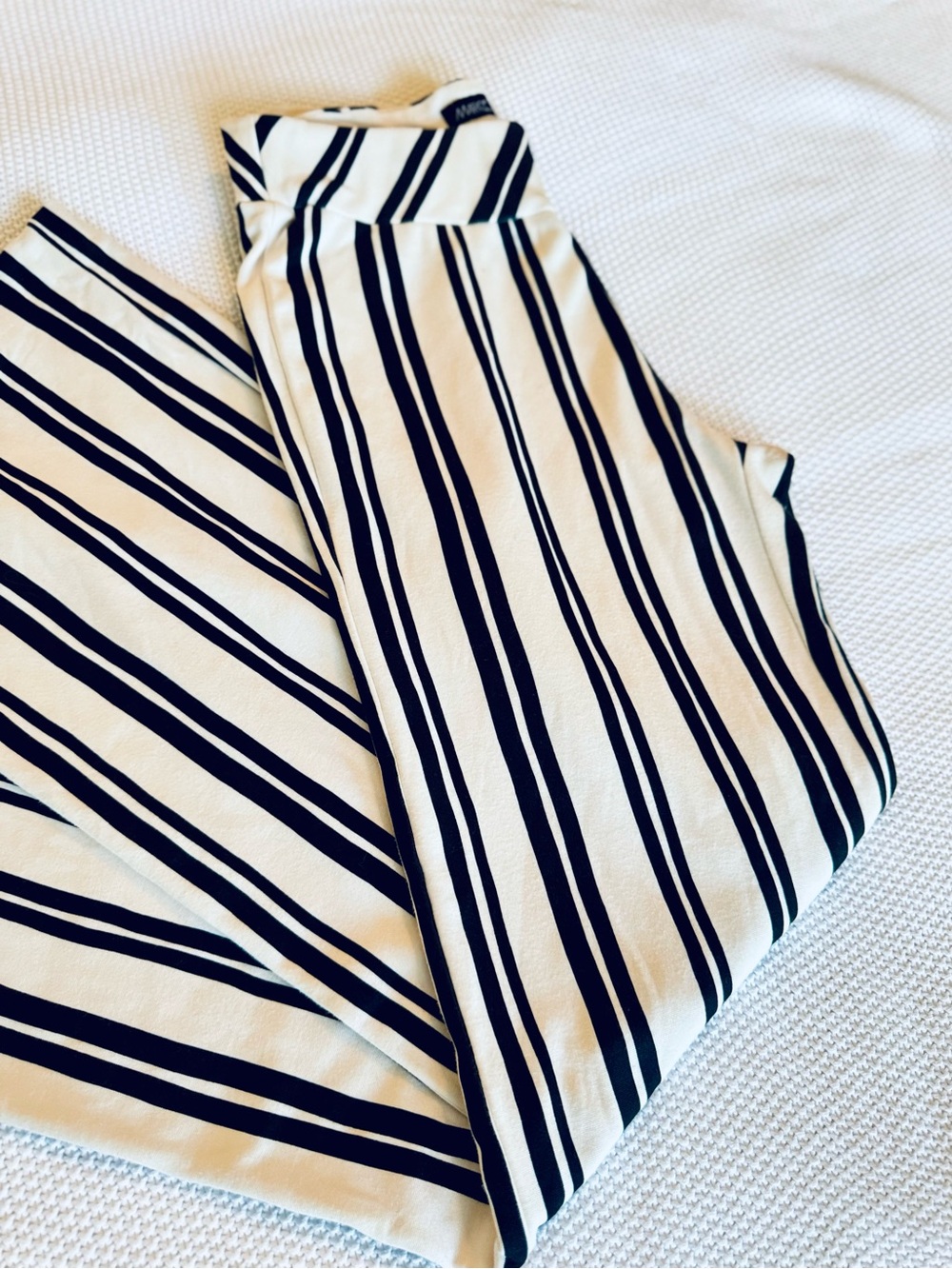 MARC CAIN Black & White Vertical-Stripe Wide Leg Trousers Pull-On Pants - Picture 3 of 16
